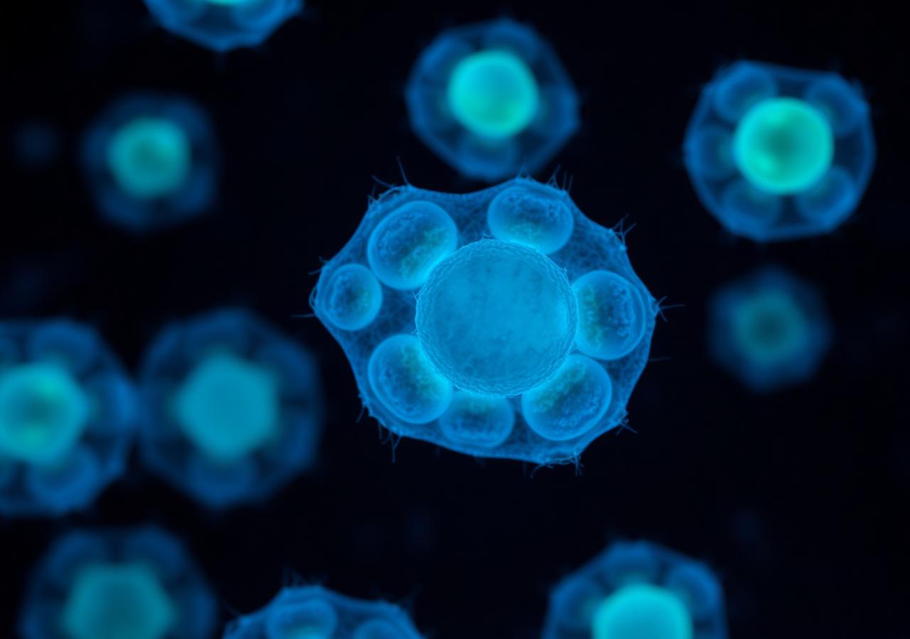 Stem cells under microscope