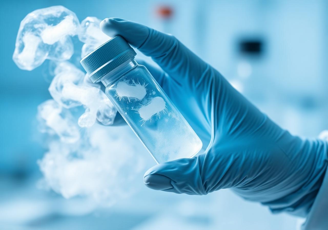 Cryopreserved cell product vial