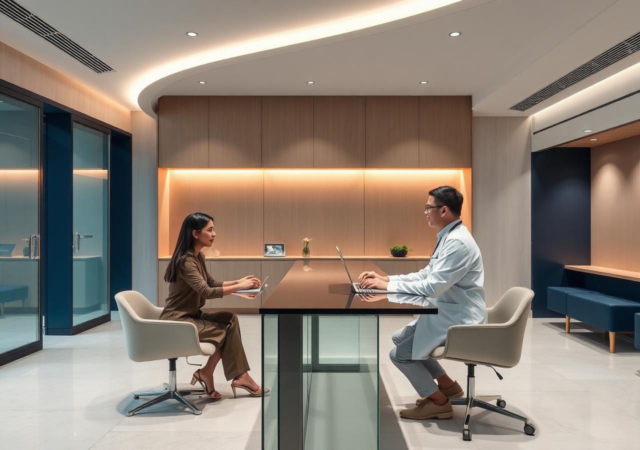 Doctor consulting an international patient in a premium Bangkok clinic